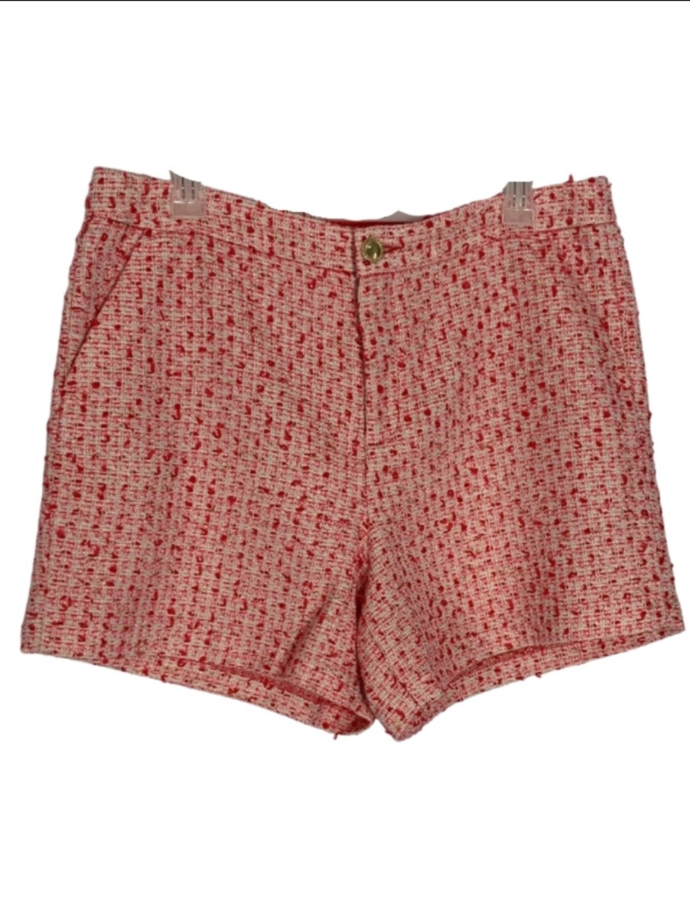 Lilly Pulitzer Gretchen Amaryllis Red Tweed High Rise Shorts Women 12 Summer